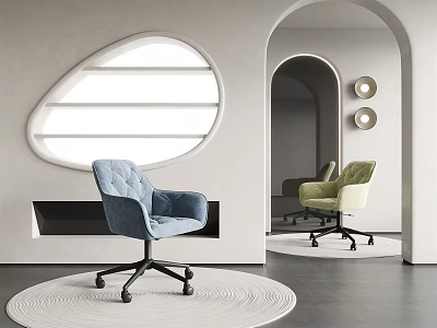 Stylish Modern Office Chair With Comfortable Velvet Upholstery And Blue Green Options In Minimalist Interior 3d model