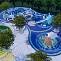 Modern Park Circular Comprehensive Activities Square Park 3d model