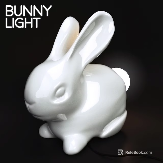 Cute White Ceramic Rabbit Shaped Decorative Table Lamp For Home Interior Decor 3d model 