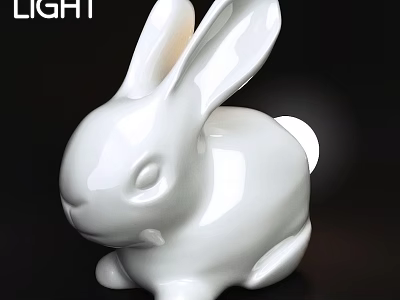 Cute White Ceramic Rabbit Shaped Decorative Table Lamp For Home Interior Decor 3d model