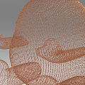 Orange Mesh Structure With Irregular Shape As Art Installation Design 3d model