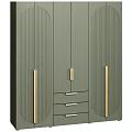 Dark Green Chest of Drawers with Golden Handles Modern Minimalist Design and Storage Doors