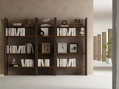 Modern Open Shelf Bookcase With Books Decorative Items And Photo Frames 3d model