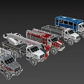 Different Types of Emergency Rescue Vehicles Including Police Car Crane and Fire Truck