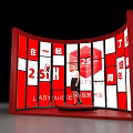 Red Curved Backdrop Photo Check In Spot With 25th Anniversary Grand Ceremony New Product Launch