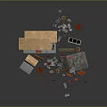 Other Various Items And Materials Such As Bricks Wood Pipes And Fabric Pieces