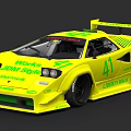Yellow Racing Car With Works JDM Style Liberty Walk Number 41 Aerodynamic Design