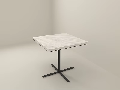 Modern Square Coffee Table With White Marble Top And Black Metal Legs 3d model