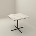 Modern Square Coffee Table With White Marble Top And Black Metal Legs