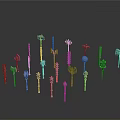 Various Colorful Decorative Weapons With Unique Designs And 3D Model