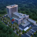 Modern Hospital Architecture Hospital Night View Bird's Eye View Hospital Lighting Building Night View Building Hospital Appearance Ambulance 3d model