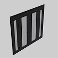 Modern Black Double Entry Door With Glass Panels And Geometric Patterns
