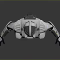 Sci-Fi Human Character Wearing Futuristic White Gray Armor Protective Suit