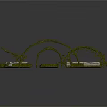 Grass Covered Arch Structures With Wooden Frames And Stone Bases
