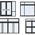 Modern Glass Panel Doors With Metal Frames And Various Designs 3d model
