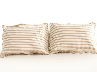 Set of Two Soft Striped Beige and White Pillowcases for Bedding 3d model