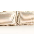 Set of Two Soft Striped Beige and White Pillowcases for Bedding