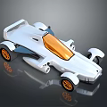 Modern White Concept Racing Car with Orange Windshield and Streamlined Body Design 3d model