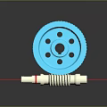 Air Conditioner Air Outlet 3D Model Featuring Blue Circular Component Yellow Ring And White Spiral