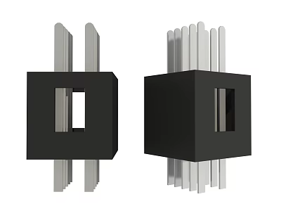 Black Metal Hardware Components With Multiple Pins And Heat Sink Structure 3d model