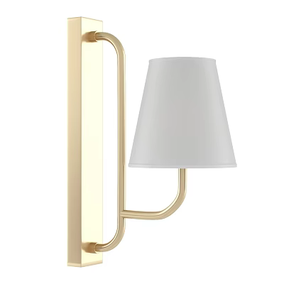 Elegant Modern Wall Lamp With Golden Metal Frame And White Lampshade 3d model