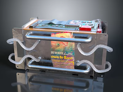 Vintage Industrial Electronic Device With Metal Frame Clear Tubes And Bob Ernie Label 3d model