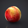 Juicy Ripe Peach with Red and Yellow Blush Smooth Surface on Dark Background