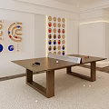Modern Ping Pong Table With Paddles Balls And Sports Wall Decorations In Room