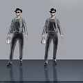 Contemporary Hinged Door Display With Stylish Models In Gray Background