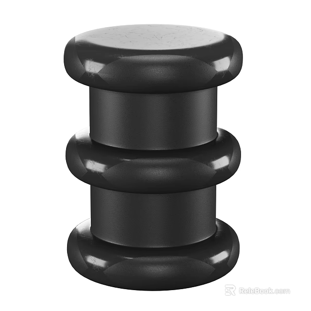 Modern Black Stacked Cylindrical Side Table With Smooth Glossy Surface 3d model 