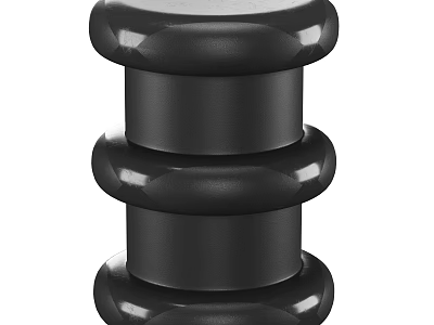 Modern Black Stacked Cylindrical Side Table With Smooth Glossy Surface 3d model