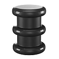 Modern Black Stacked Cylindrical Side Table With Smooth Glossy Surface 3d model
