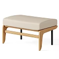 Modern Sofa Bench With Beige Padded Seat Wooden Frame And Black Legs