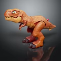 Brown And Orange Dinosaur Toy With Green Eyes Plastic Action Figure Model