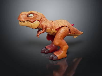 Brown And Orange Dinosaur Toy With Green Eyes Plastic Action Figure Model 3d model