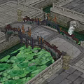 Chinese-style Stone Baluster Bridge 3d model