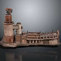 Vintage Industrial Building Model Featuring Chimney Multi level Metal and Brick Architecture