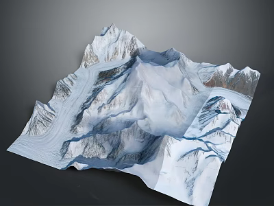 Breathtaking Snowy Mountain Landscape With Glacier Rocky Peaks And Scenic Views 3d model