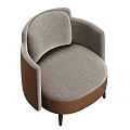 Modern Single Sofa With Gray Fabric Seat Brown Armrests And Black Slim Legs