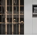 Modern Wine Cabinet Design With Glass Door Lighting And White Storage Cabinets