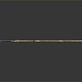 Golden Trident Weapon Design With Long Pole Circular Decorations And Three Pronged Head