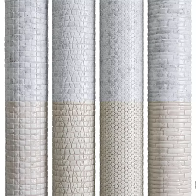 Textured Decorative Components With Various Patterns In Neutral Gray And Beige Tones 3d model