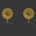 Pair of Golden Circular Clothing Accessories With Ornate Patterns And Decorative Stands