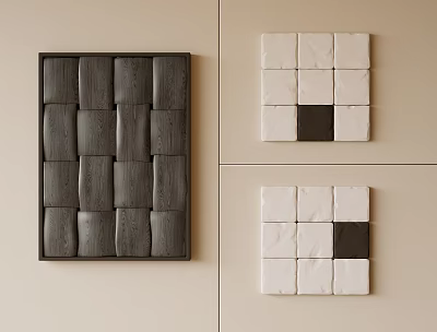 Modern Square Wall Decor With Dark And Light Block Patterns 3d model