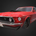 Red Vintage Sports Car With Black Hood Scoop And Modern Black Wheels Design