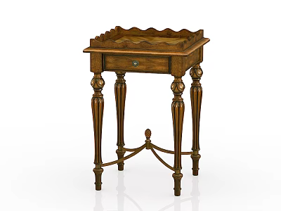Functional Wooden Table with Scalloped Top and Carved Legs Classic Design 3d model
