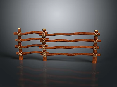 Rustic Wooden Fence With Crossed Logs In Natural Scenic Landscape View 3d model