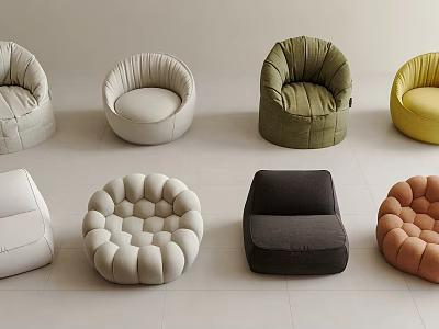 Bean Bag Chairs With Multiple Colors And Diverse Modern Styles For Living Room Decor 3d model