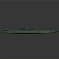 Sleek Teal Gradient Submarine Model With Conning Tower On Dark Background