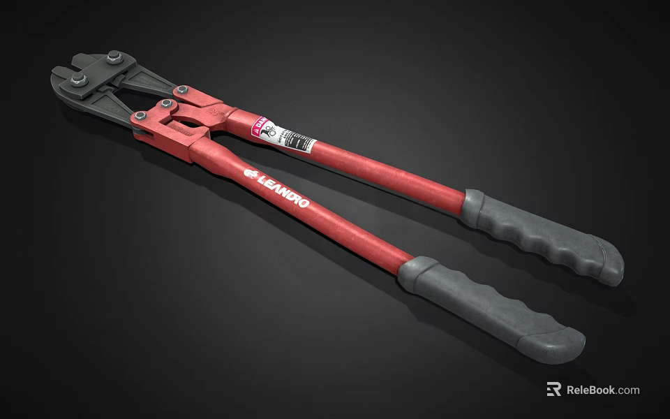 Industrial Bolt Cutters With Red Arms And Gray Handles From URREA Brand 3d model 
